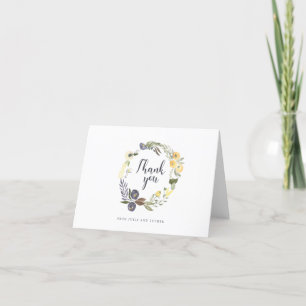 Watercolor Floral Wreath Thank You Card