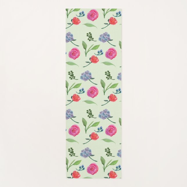Watercolor Floral Yoga Mat (Front)