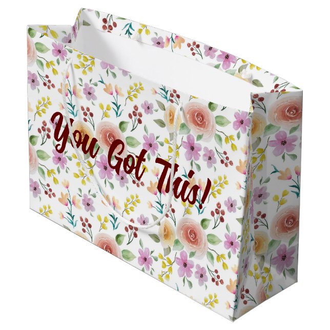 Watercolor floral you got this large gift bag (Back Angled)