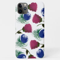 Watercolor Florals Blue Burgundy Greenery Paint