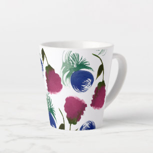 Watercolor Florals Blue Burgundy Greenery Paint Latte Mug