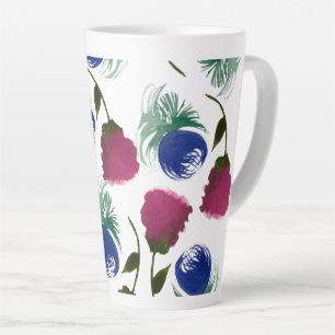 Watercolor Florals Blue Burgundy Greenery Paint Latte Mug