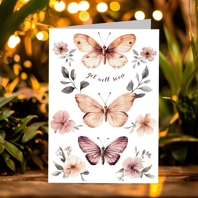 Watercolor Florals Butterflies Get Well Soon Card (Watercolor Florals Butterflies Get Well Soon Card
)