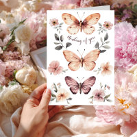 Watercolor Florals Butterflies Thinking of You