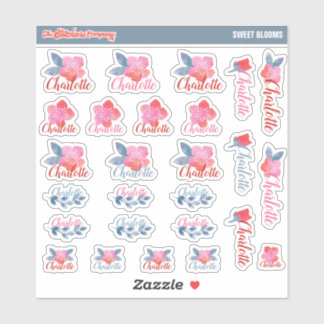 Watercolor Florals Custom Name Labels | School