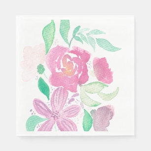 Watercolor Florals Hand Painted Patterned Napkins