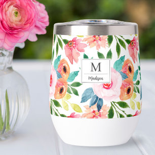 Watercolor Florals Personalised Name Monogram