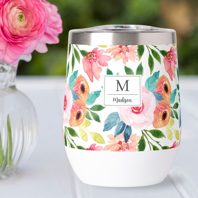 Watercolor Florals Personalised Name Monogram (Creator Uploaded)