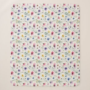 Watercolor Florals Sherpa Blanket