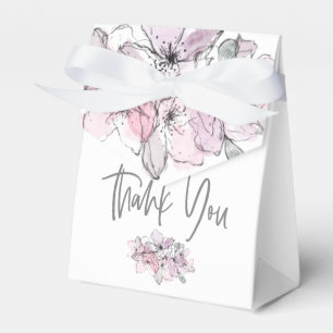 Watercolor Florals Thank You Names Date White Favour Box
