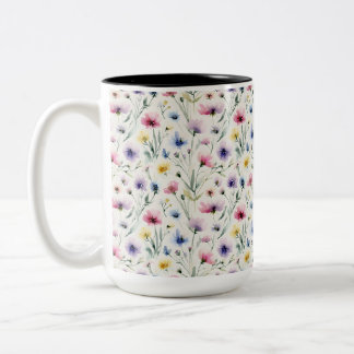 Watercolor Florals Two-Tone Coffee Mug