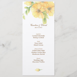 Watercolor Florals Wedding Menu Card