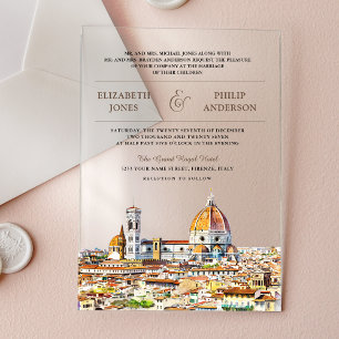 Watercolor Florence Italy Wedding Acrylic Invitations