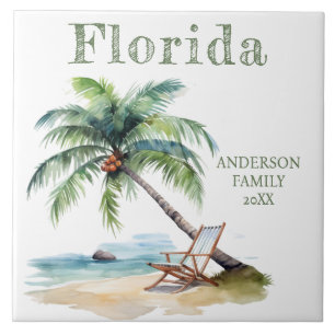Watercolor Florida Beach Trip  Tile