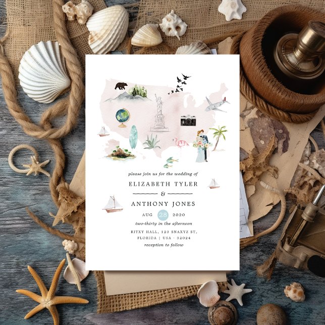 Watercolor Florida USA Destination Wedding Invitation (Creator Uploaded)