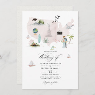 Watercolor Florida USA Destination Wedding Photo Invitation