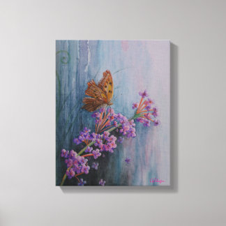 Watercolor Flower and Butterfly Canvas Print