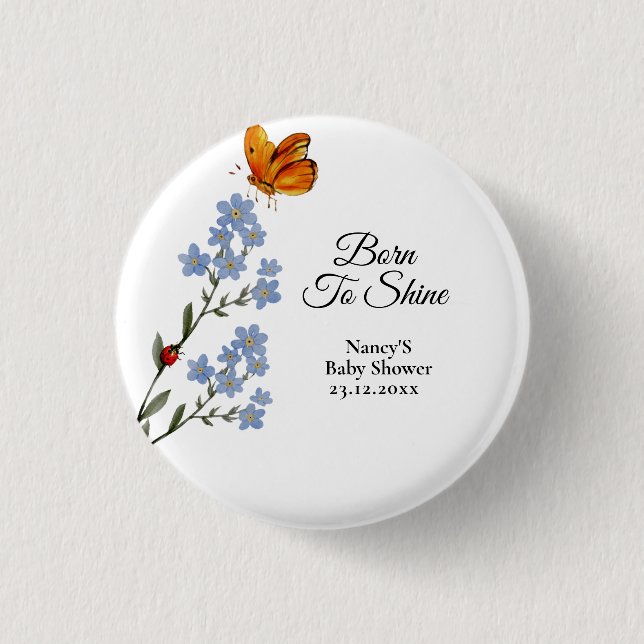 Watercolor flower Baby Shower 3 Cm Round Badge (Front)