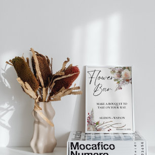 Watercolor Flower bar sign bridal shower flower