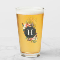 Watercolor Flower Berry Floral Monogram Christmas