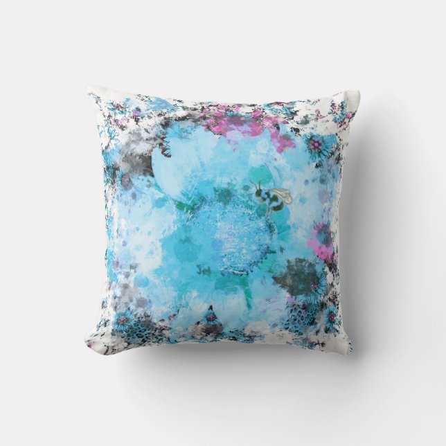 Watercolor Flower - Blue Cushion (Front)