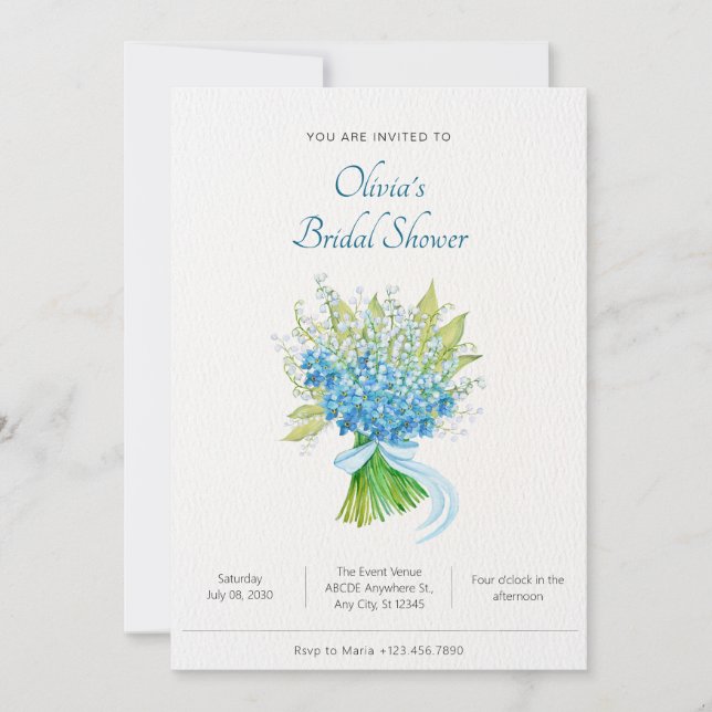 Watercolor flower bouquet bridal shower invitation (Front)