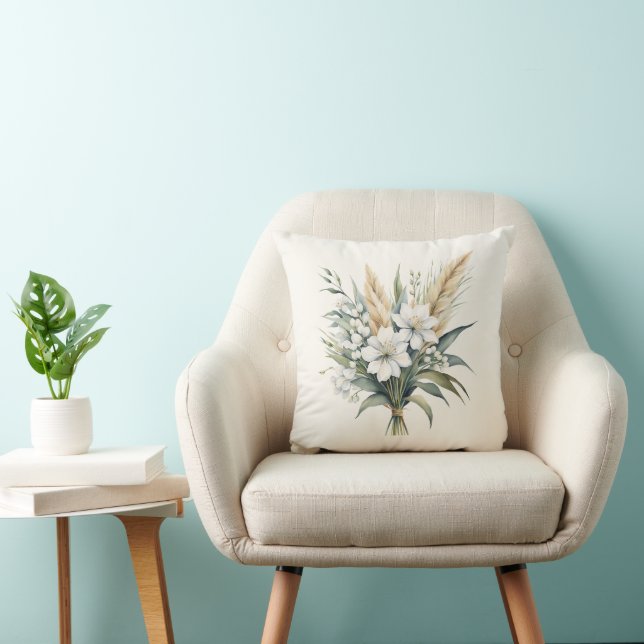 Watercolor Flower Bouquet Cushion (Chair)