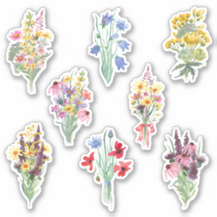 Watercolor Flower Bouquet Garden Themed