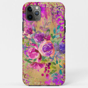 Watercolor Flower Bouquet on Raspberry Pink Case-Mate iPhone Case