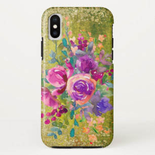 Watercolor Flower Bouquet on Rustic Green Case-Mate iPhone Case