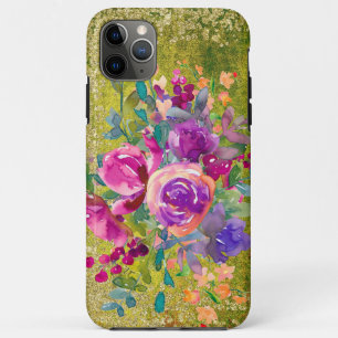 Watercolor Flower Bouquet on Rustic Green Case-Mate iPhone Case