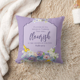 Watercolor Flower Bouquet Scripture Double Sided Cushion