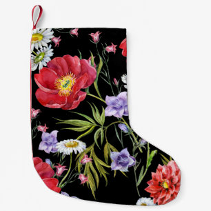 Watercolor Flower Bouquet: Seamless Pattern Small Christmas Stocking