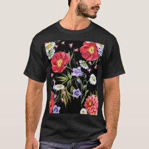 Watercolor Flower Bouquet: Seamless Pattern T-Shirt