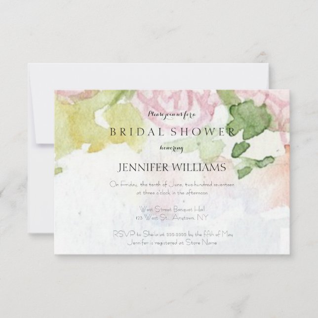 Watercolor flower bridal shower invitations (Front)