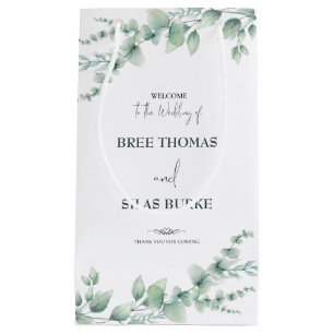 Watercolor Flower Bride & Groom Name Wedding Small Gift Bag