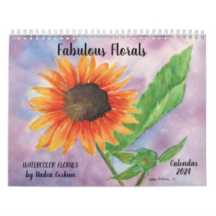 Watercolor flower calendar