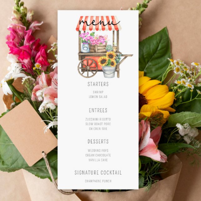 Watercolor flower cart - Wedding Menu (Creator Uploaded)