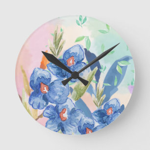 Watercolor Flower Clock