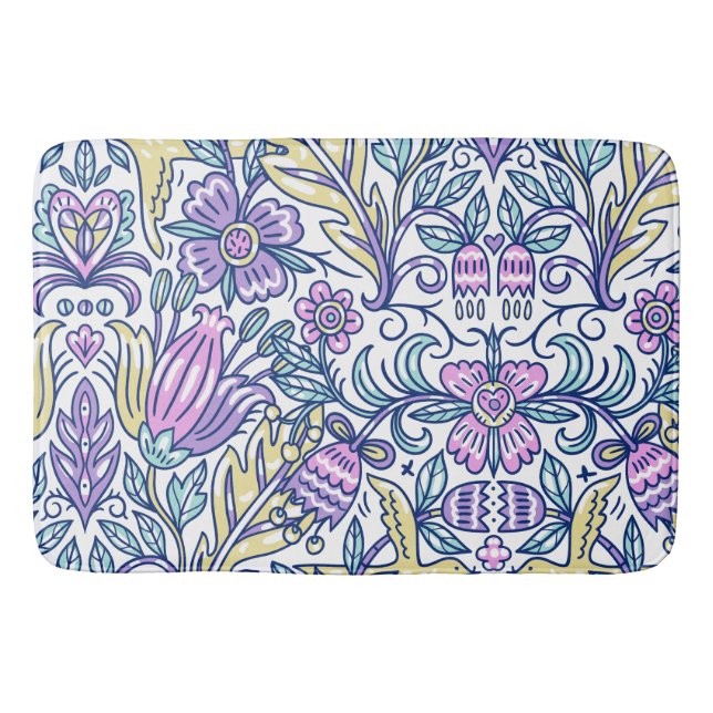 Watercolor Flower Colourful Nature Elegant   Bath Mat (Front)