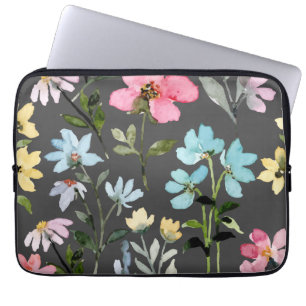 Watercolor Flower Colourful Vintage Laptop Sleeve