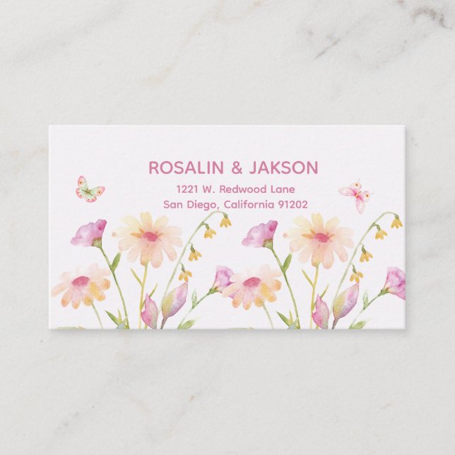 watercolor flower editable enclosure card (Front)