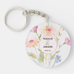 watercolor flower editable key ring