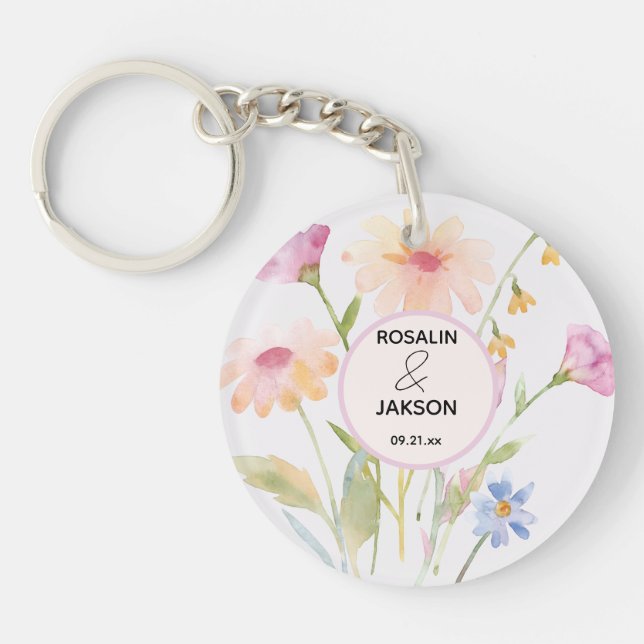 watercolor flower editable key ring (Front)
