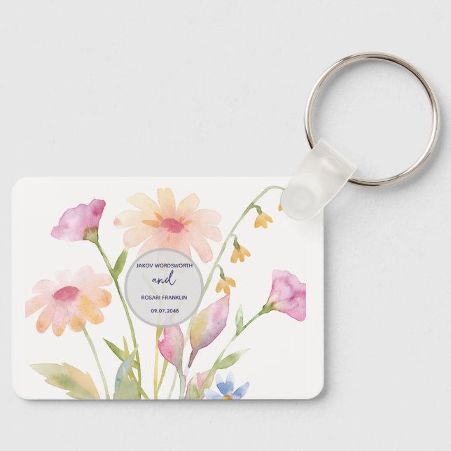 watercolor flower editable key ring (Front)