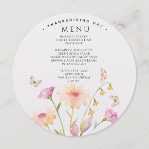 watercolor flower editable menu card