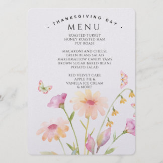 watercolor flower editable menu card