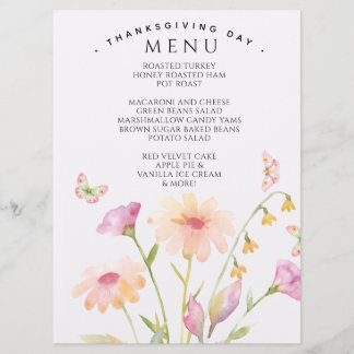 watercolor flower editable menu card