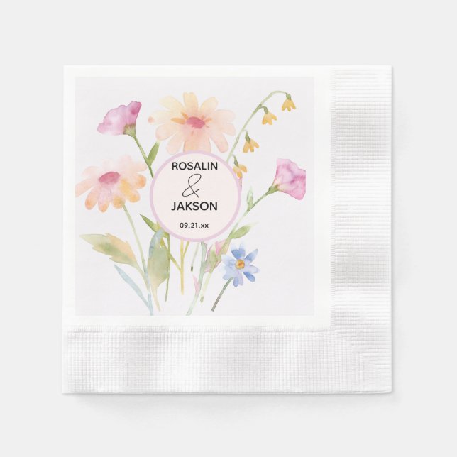 watercolor flower editable napkin (Front)