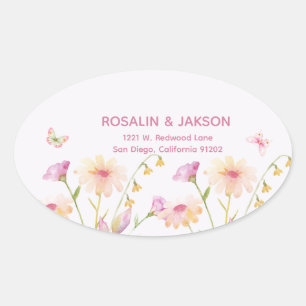 watercolor flower editable oval sticker
